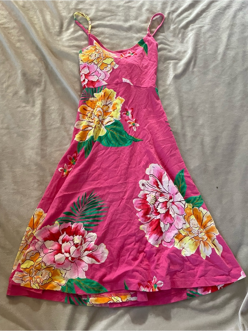 Girls' Pink Floral Sundress - Bright Tropical Print